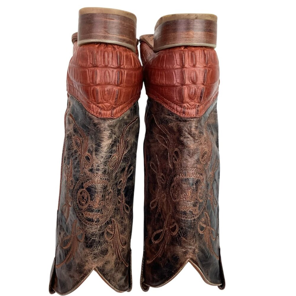 Botas Del Primo Caiman Exotic Print Leather Mens 27 Western Cowboy Boots - Picture 11 of 16